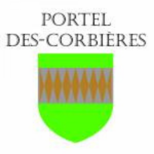logo de portel des corbières, un bouclier vert avec des losange jaune dedans