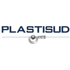 le logo de plastisud écrit en bleu et la planette terre en dessous en gris avec une longue-vue