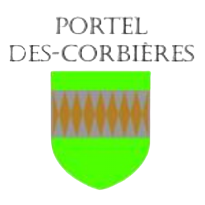logo de portel des corbières, un bouclier vert avec des losange jaune dedans